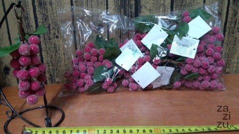 Kiść winogronu 12szt. CZERWONA OSZRONIONA 15cm | CV09088 Kiść winogronu 12szt. CZERWONA OSZRONIONA 15cm | CV09088