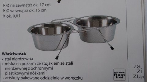 Komplet dużych 2 misek nierdzewnych dla kota/psa na stojaku Komplet dużych 2 misek nierdzewnych dla kota/psa na stojaku