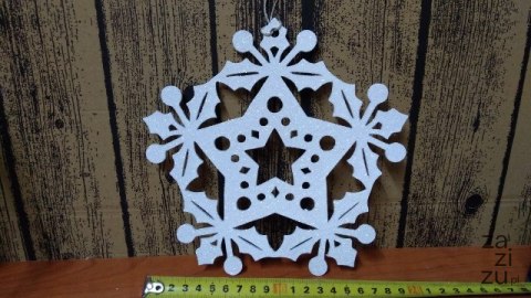 Ozdoba wisząca 20cm ŚNIEŻYNKA BIAŁA BROKAT Ozdoba wisząca 20cm ŚNIEŻYNKA BIAŁA BROKAT