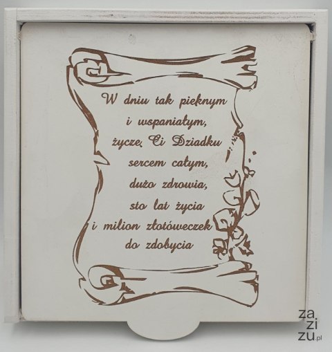 Pudełko białe DZIADEK 21 x 21 x 5,5 cm Pudełko białe DZIADEK 21 x 21 x 5,5 cm
