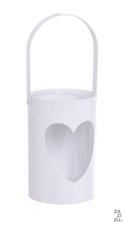 Świecznik/lampion biały 10x14cm SERCE | LAT-18264C Świecznik/lampion biały 10x14cm SERCE | LAT-18264C