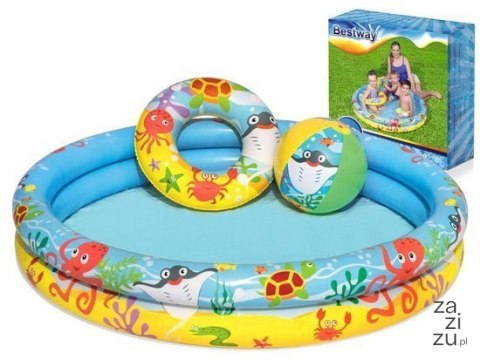 Basen dmuchany 1,22x20cm + koło + piłka BESTWAY | 51124 Basen dmuchany 1,22x20cm + koło + piłka BESTWAY | 51124