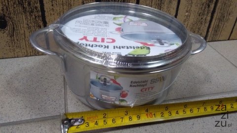 Garnek 1,5l ze stali nierdzewnej + szklana pokrywka fi-16 CITY Garnek 1,5l ze stali nierdzewnej + szklana pokrywka fi-16 CITY