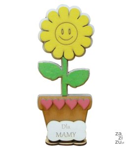 Kwiatek drewniany w doniczce MAMA 23 x 10 cm. | P406