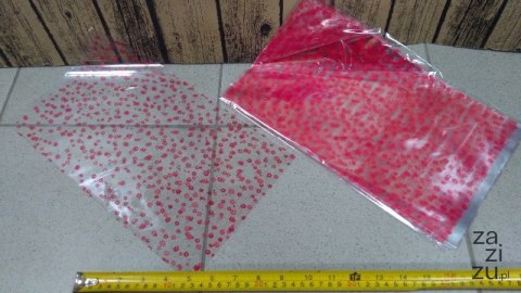 Worek celofan 20x35 czerwone kwiaty 25szt Worek celofan 20x35 czerwone kwiaty 25szt