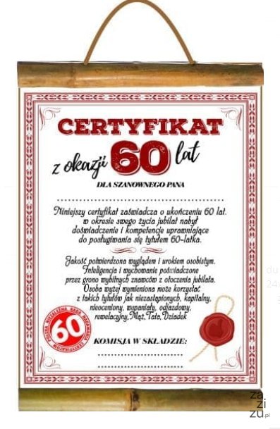 Dyplom URODZINY ''60'' dla Pana Dyplom URODZINY ''60'' dla Pana