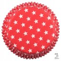 Foremki papierowe 60szt. do muffinek 50x25mm CZERWONE W GWIAZDKI | 23-34