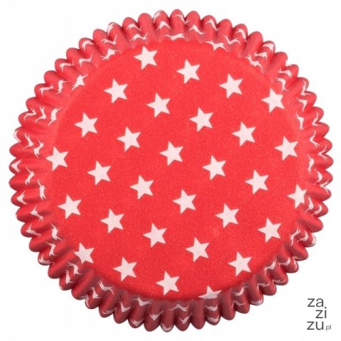 Foremki papierowe 60szt. do muffinek 50x25mm CZERWONE W GWIAZDKI | 23-34 Foremki papierowe 60szt. do muffinek 50x25mm CZERWONE W GWIAZDKI | 23-34