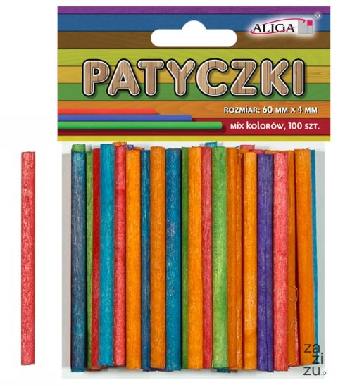 Patyczki okrągłe drewniane 100szt. MIX KOLOR 60mm x 4mm PK-0159 Patyczki okrągłe drewniane 100szt. MIX KOLOR 60mm x 4mm PK-0159