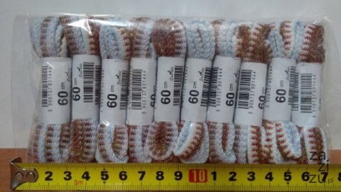 Sznurowadła 10par BIAŁO-BRĄZOWE 60cm Sznurowadła 10par BIAŁO-BRĄZOWE 60cm