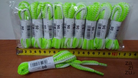 Sznurowadła 10par BIAŁO-ZIELONE JASKRAWE 90cm Sznurowadła 10par BIAŁO-ZIELONE JASKRAWE 90cm