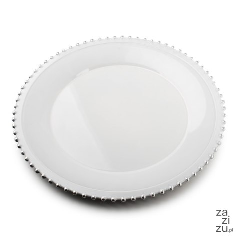 Talerz plexi 33xh2cm BIAŁO-SREBRNY Talerz plexi 33xh2cm BIAŁO-SREBRNY