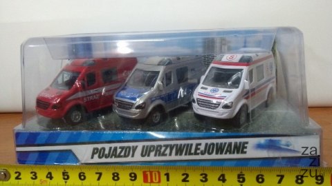 Auto metalowe 3szt. POJAZDY UPRZYWILEJOWANE MINI VAN HKG069 Auto metalowe 3szt. POJAZDY UPRZYWILEJOWANE MINI VAN HKG069