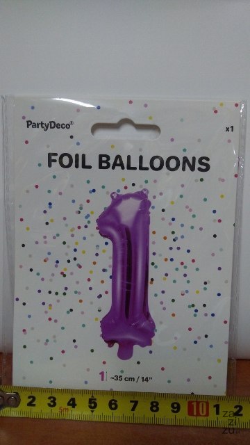 Balon foliowy cyfra''1'' RÓŻOWA 35cm | FB10M-1-006 Balon foliowy cyfra''1'' RÓŻOWA 35cm | FB10M-1-006