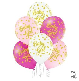 Balony 6szt. BABY GIRL DOTS 12' | 42-28