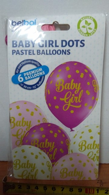 Balony 6szt. BABY GIRL DOTS 12' | 42-28 Balony 6szt. BABY GIRL DOTS 12' | 42-28