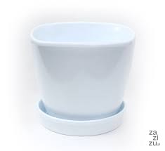 Doniczka + podstawka biała MARCEL 13cm