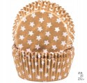Foremki papierowe 60szt. do muffinek 50x25mm ZŁOTE W GWIAZDKI | 23-33