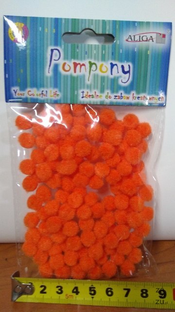Pompony 120szt. POMARAŃCZOWE 1cm Pompony 120szt. POMARAŃCZOWE 1cm