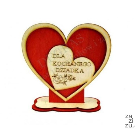Serce drewniane stojące dla KOCHANEGO DZIADKA XXL h-23cm Serce drewniane stojące dla KOCHANEGO DZIADKA XXL h-23cm