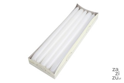 Świeca stożkowa 10szt. biała lakierowana 290x22mm Świeca stożkowa 10szt. biała lakierowana 290x22mm