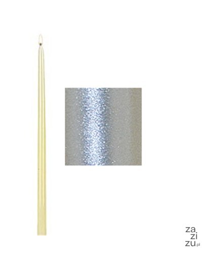 Świeca stożkowa metalizowana 10szt. SREBRNA 240/22mm Świeca stożkowa metalizowana 10szt. SREBRNA 240/22mm