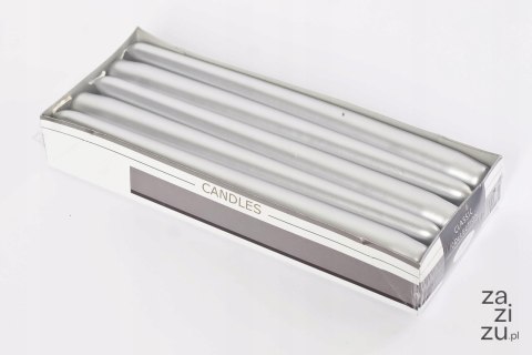 Świeca stożkowa metalizowana 10szt. SREBRNA 240/22mm Świeca stożkowa metalizowana 10szt. SREBRNA 240/22mm