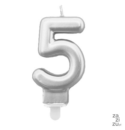 Świeczka 24szt. cyfra srebrna ,,5'' Świeczka 24szt. cyfra srebrna ,,5''