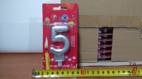 Świeczka 24szt. cyfra srebrna ,,5'' Świeczka 24szt. cyfra srebrna ,,5''