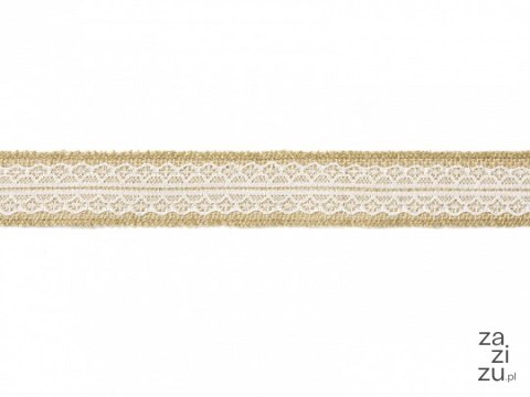 Wstążka jutowa z koronką 4cm x 5m | TJ4-4