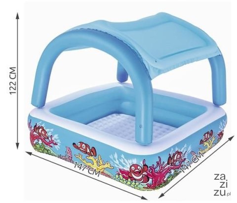 Basen 147x147x122cm z odpinanym daszkiem 52192 BESTWAY Basen 147x147x122cm z odpinanym daszkiem 52192 BESTWAY