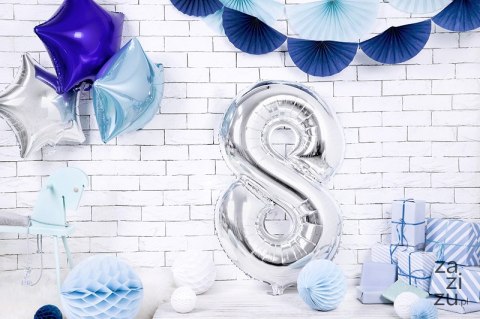 Balon cyfra 86cm ''8'' SREBRNY | FB1M-8-018 Balon cyfra 86cm ''8'' SREBRNY | FB1M-8-018