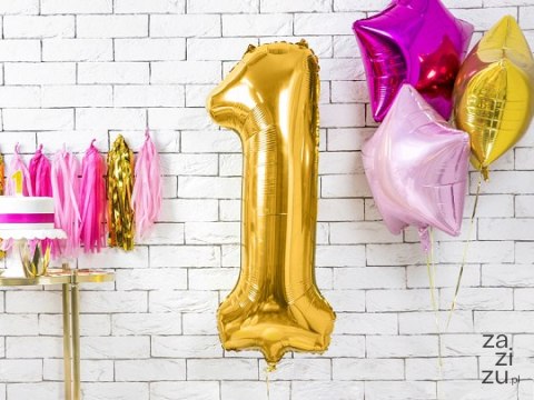 Balon foliowy ,,1'' ZŁOTO 86cm | FB1M-019 Balon foliowy ,,1'' ZŁOTO 86cm | FB1M-019