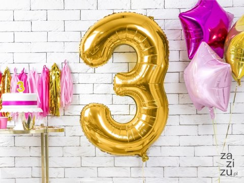 Balon foliowy ,,3'' ZŁOTO 86cm | FB1M-3-019 Balon foliowy ,,3'' ZŁOTO 86cm | FB1M-3-019