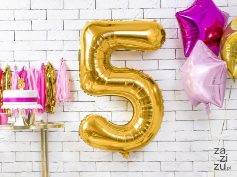 Balon foliowy ,,5'' ZŁOTO 86cm | FB1M-5-019 Balon foliowy ,,5'' ZŁOTO 86cm | FB1M-5-019