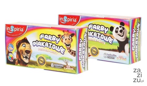 Farby 8 kolorów plakatowe 20ml INSPIRIA Farby 8 kolorów plakatowe 20ml INSPIRIA