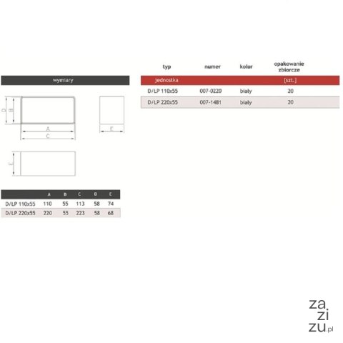 Łącznik kanałów płaskich D/ŁP 110x55 Dospel 007-0220 Łącznik kanałów płaskich D/ŁP 110x55 Dospel 007-0220