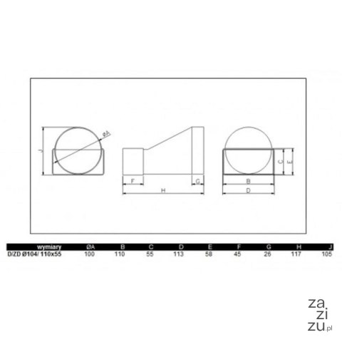 Łącznik przekrojów zmiennych 104/110x55 D/ZD Dospel 007-0224 Łącznik przekrojów zmiennych 104/110x55 D/ZD Dospel 007-0224