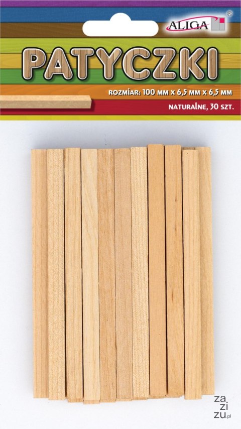 Patyczki 30szt. płaskie NATURALNE 100x6,5x6,5mm | PL-0646 Patyczki 30szt. płaskie NATURALNE 100x6,5x6,5mm | PL-0646