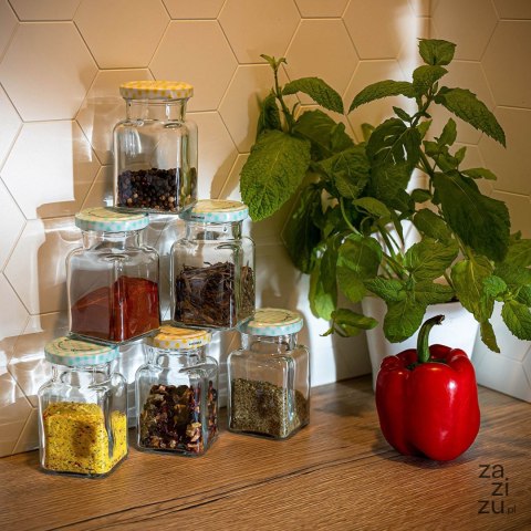 Słoik kwadratowy 150ml + zakrętka 6szt. | 132155 Słoik kwadratowy 150ml + zakrętka 6szt. | 132155