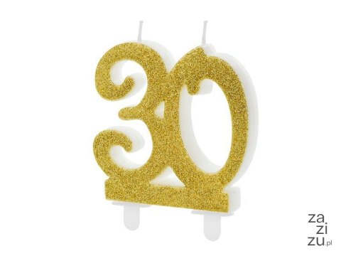 Świeczka urodzinowa "30" złota 7,5cm SCU5-30-019 Świeczka urodzinowa "30" złota 7,5cm SCU5-30-019