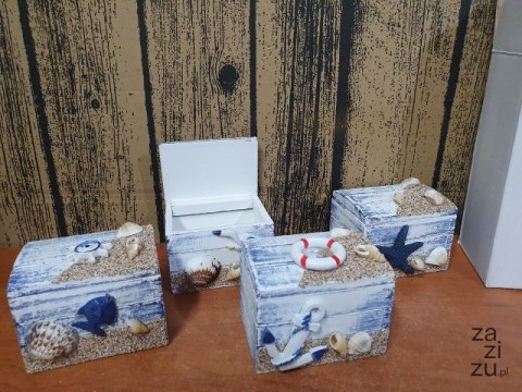 Szkatułka drewniana 4szt MORSKA 7,8X5,7X6CM C5739 Szkatułka drewniana 4szt MORSKA 7,8X5,7X6CM C5739