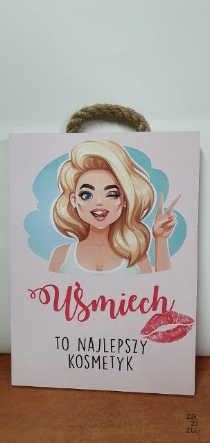Tabliczka/obraz do zawieszenia 20x15 UŚMIECH TO NAJLEPSZY KOSMETYK Tabliczka/obraz do zawieszenia 20x15 UŚMIECH TO NAJLEPSZY KOSMETYK