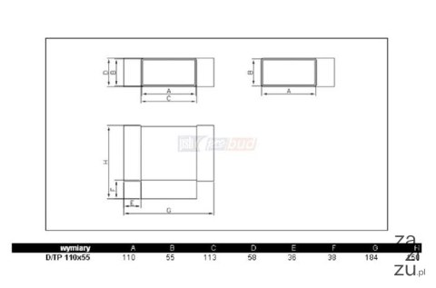 Trójnik płaski 110x55 D/TP Dospel 007-0227 Trójnik płaski 110x55 D/TP Dospel 007-0227