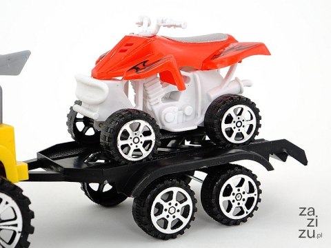 Auto z lawetą i quadem, napęd na koło zam; 36x14x13cm Auto z lawetą i quadem, napęd na koło zam; 36x14x13cm