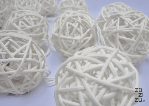 Kule rattanowe białe 7cm, 12szt RCRDSW-BALL7 Kule rattanowe białe 7cm, 12szt RCRDSW-BALL7