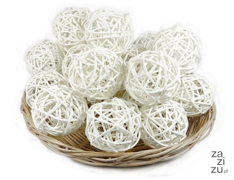 Kule rattanowe białe 7cm, 12szt RCRDSW-BALL7 Kule rattanowe białe 7cm, 12szt RCRDSW-BALL7