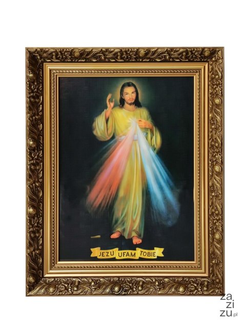 Obraz w złotej ramie 30x40cm Jezus Miłosierny - JEZU UFAM TOBIE Obraz w złotej ramie 30x40cm Jezus Miłosierny - JEZU UFAM TOBIE