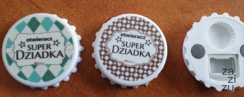 Otwieracz magnes w kształcie kapsla SUPER DZIADEK 7 cm Otwieracz magnes w kształcie kapsla SUPER DZIADEK 7 cm