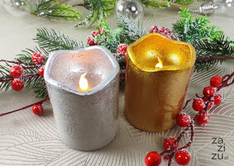 Świeca 10szt. woskowa led srebrna/złota 7x9cm Świeca 10szt. woskowa led srebrna/złota 7x9cm